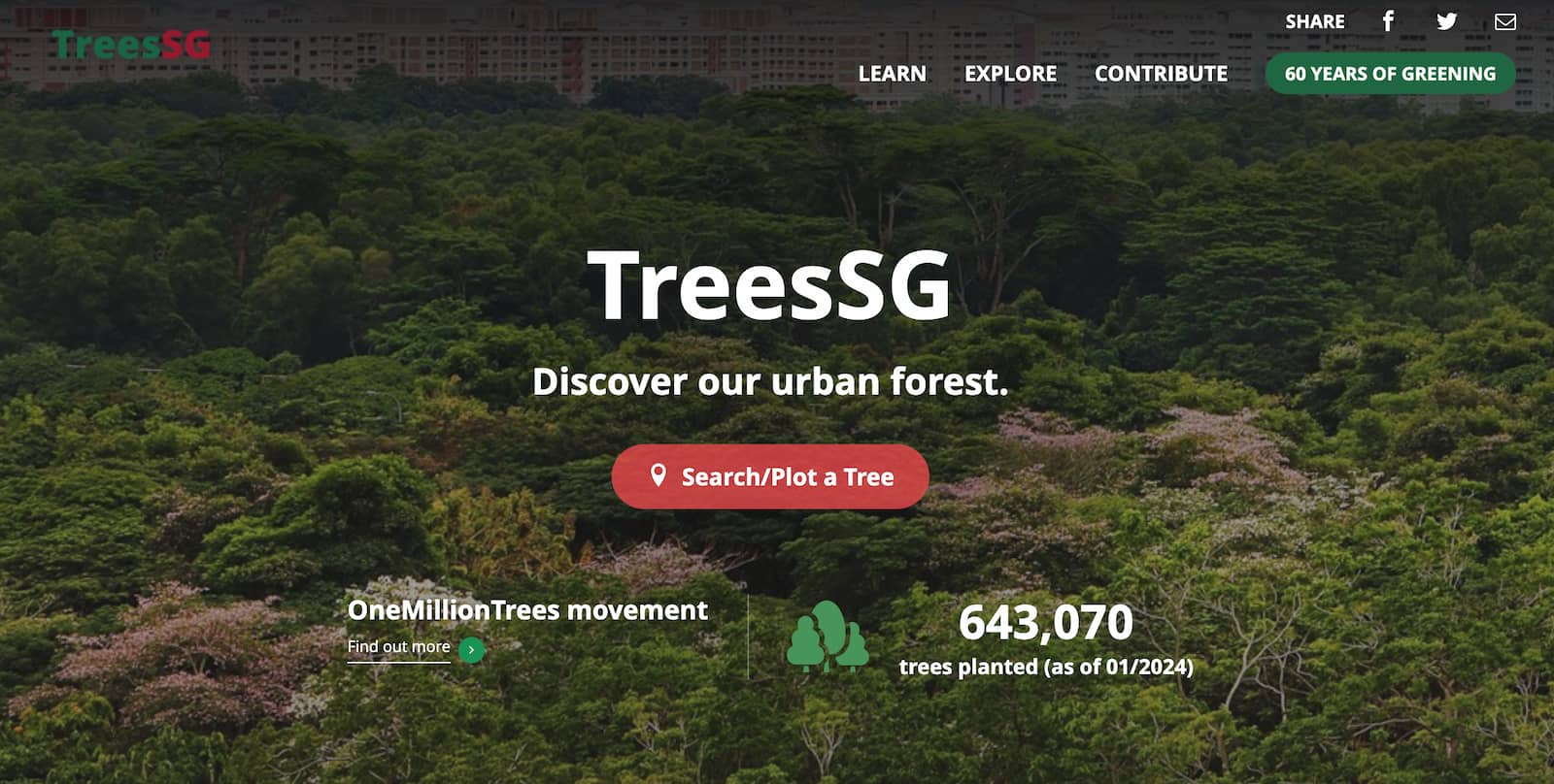 A collaboration between NParks and GovTech, TreesSG offers information on the 6 million trees in Singapore